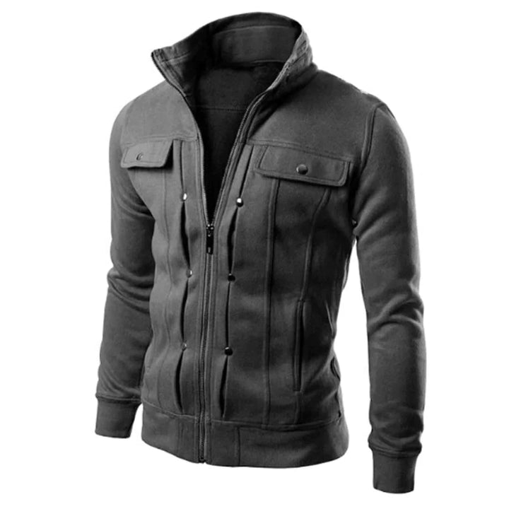 Men's Zip-Up Stand Collar Jacket – Carlo-Dark grey-S-The Livary