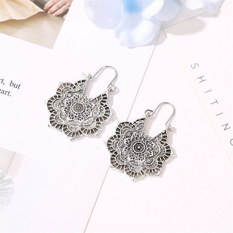 Lotus Mandala Earrings - Levana-Gold-The Livary