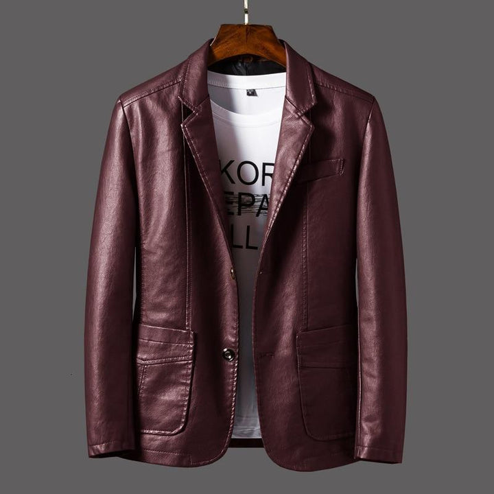 Men's Leather Blazer – Leonardo-Wine red-S-The Livary