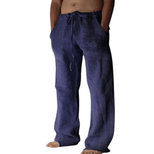 Light & comfortable men's summer trousers made of linen – Nilo-Blue-S-The Livary