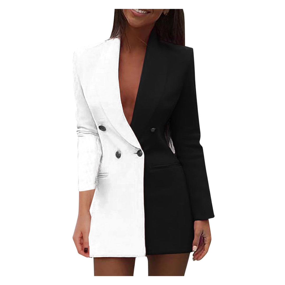 Two-tone blazer dress – Emilia-White Black-S-The Livary