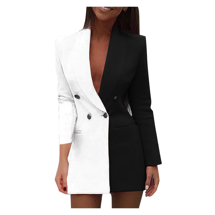 Two-tone blazer dress – Emilia-White Black-S-The Livary