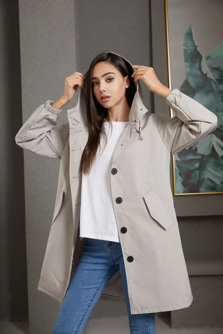 Stylish Windproof Trench Coat - Livia-Light brown-S-The Livary