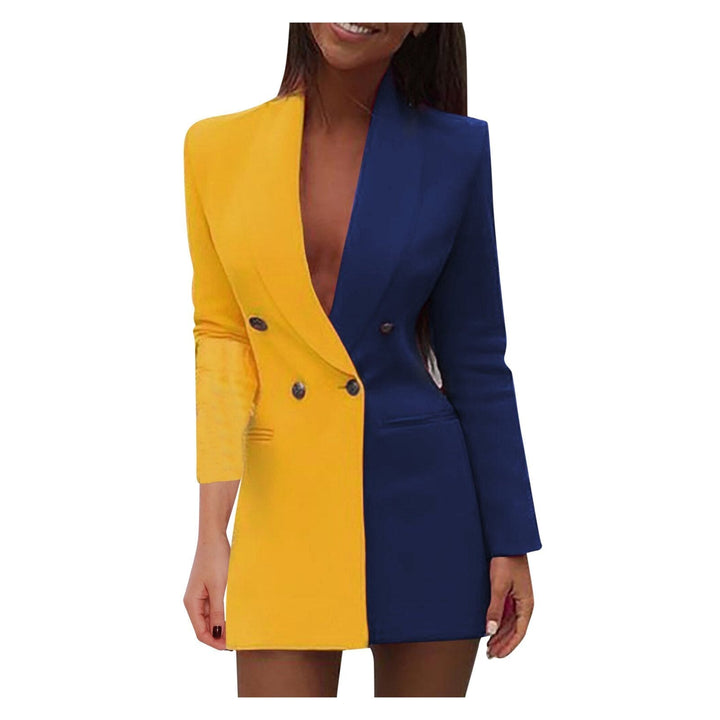 Two-tone blazer dress – Emilia-Yellow Blue-S-The Livary