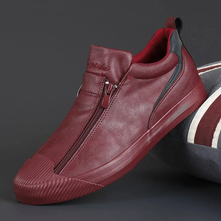 Men's Sneakers with Zip and Comfort - Noah-Bordeaux red-7-The Livary
