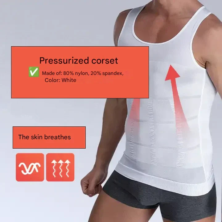 Corrective Shirt with Shaping Effect – Noah-Black-M (50-65kg)-The Livary