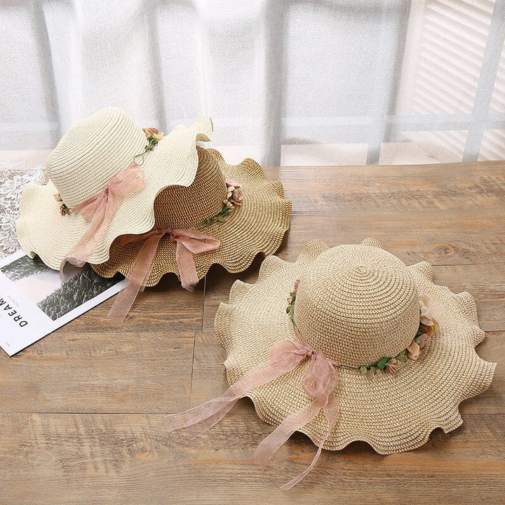 Summer hat with floral pattern – Liora-Beige-The Livary