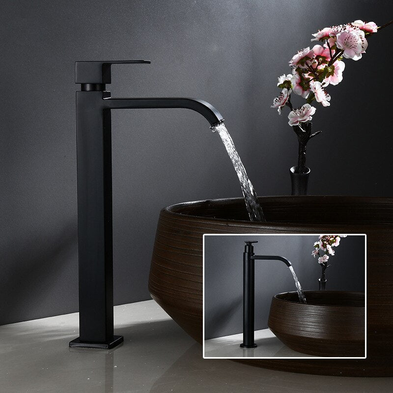 Matte Black Cold Water Basin Tap – Noira-Round-The Livary