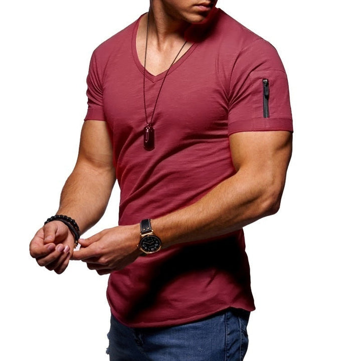 Men's V-neck Sports Shirt – Milan-Bordeaux red-S-The Livary