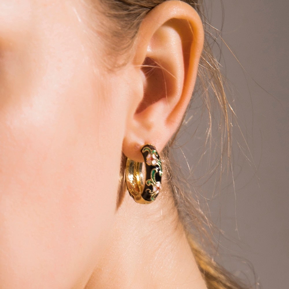 Luxury Flower Earrings - Roselle-Black-The Livary