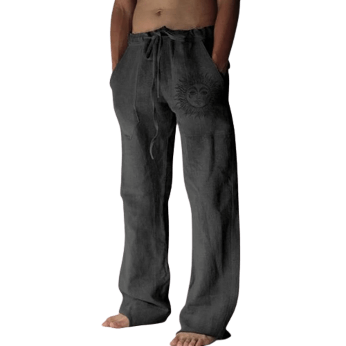 Light & comfortable men's summer trousers made of linen – Nilo-Dark grey-S-The Livary