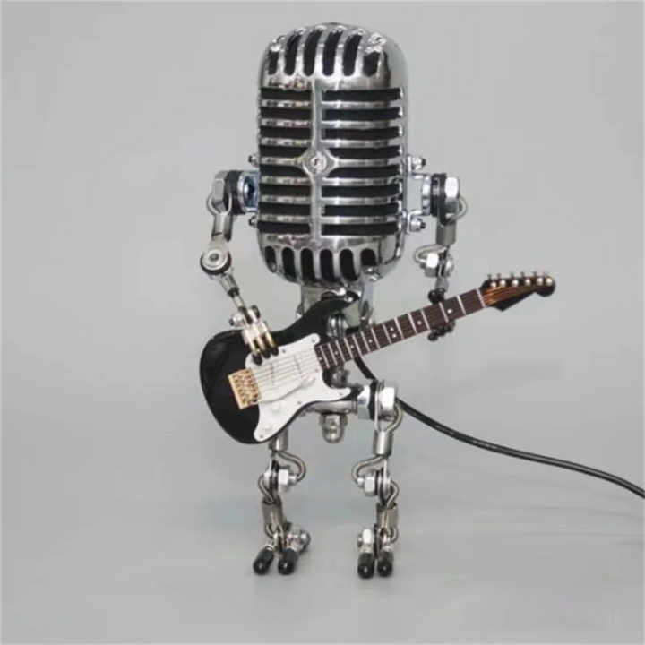 Decorative Microphone Robot Lamp with Guitar – Max-Black-The Livary