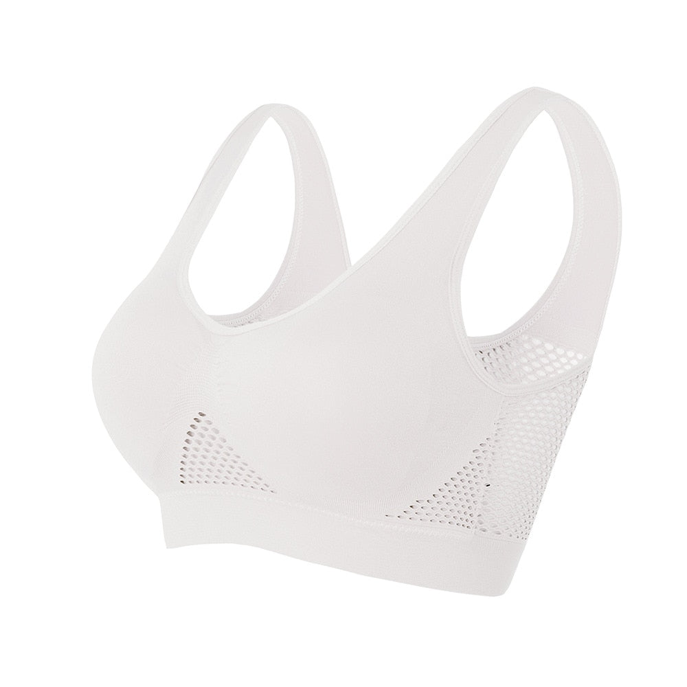 Breathable Mesh Sports Bra – Sofia-White-S-The Livary