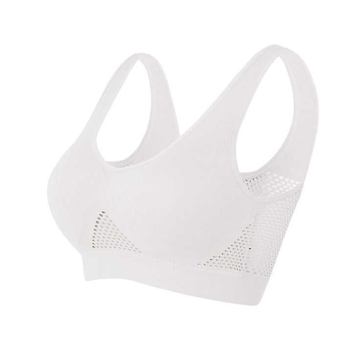 Breathable Mesh Sports Bra – Sofia-White-S-The Livary