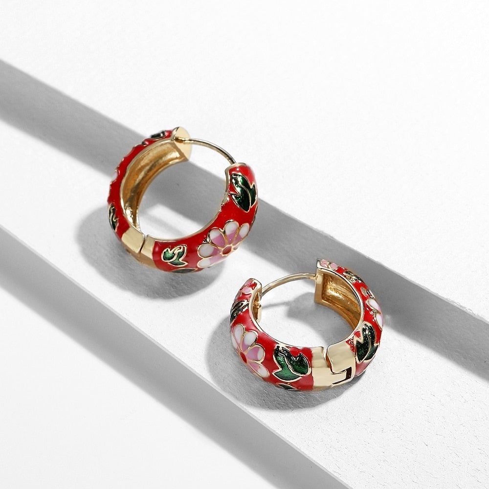 Luxury Flower Earrings - Roselle-Red-The Livary