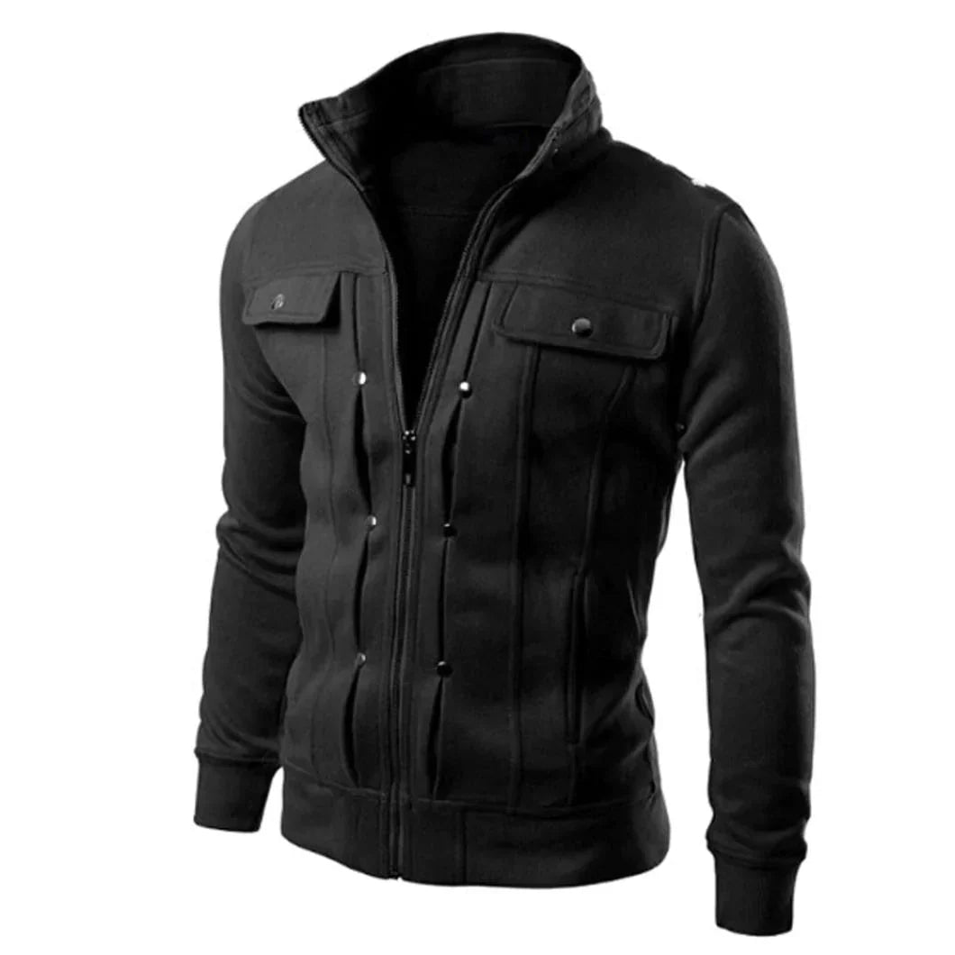 Men's Zip-Up Stand Collar Jacket – Carlo-Black-S-The Livary