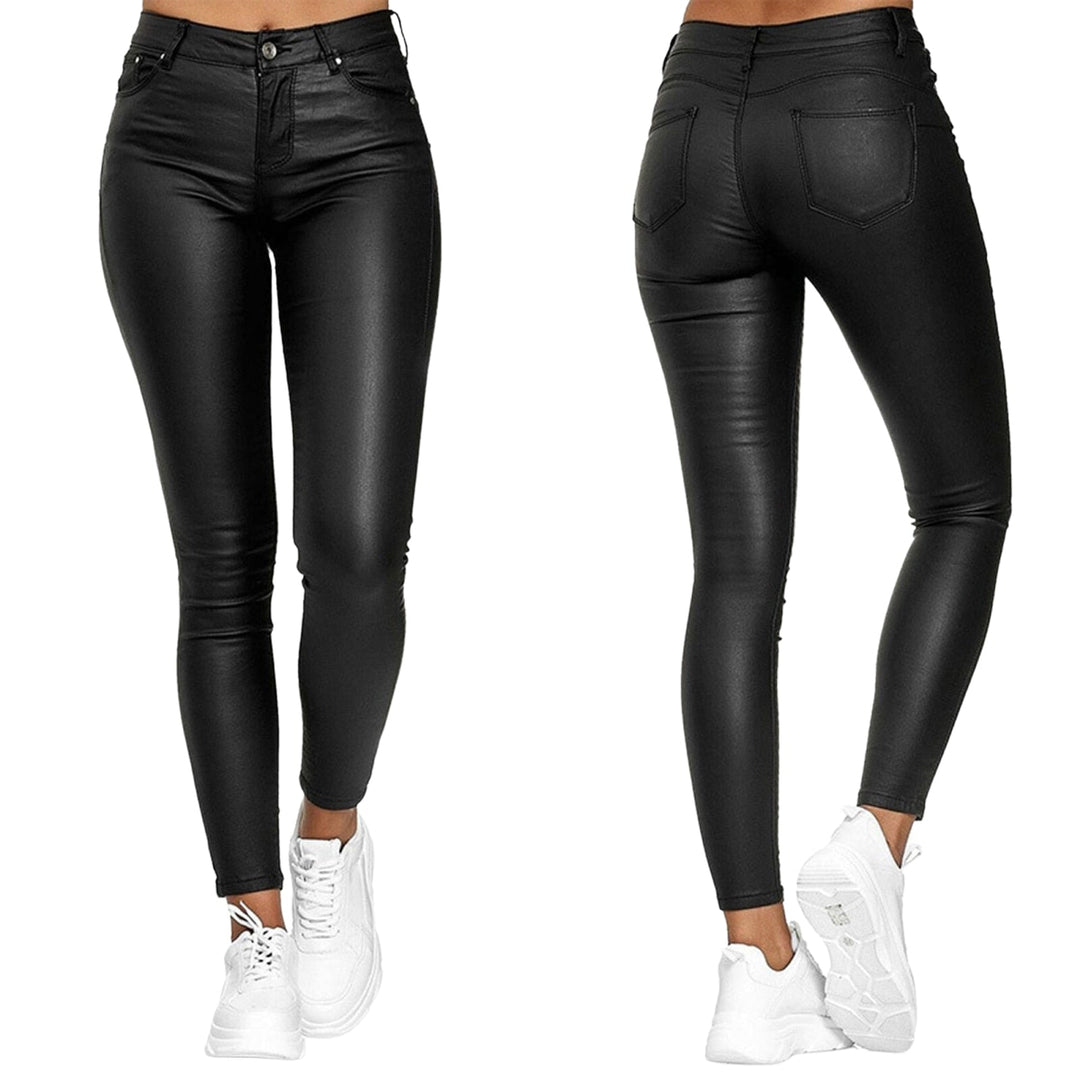 Leather stretch trousers with a high waist - Raffaela-Black-S-The Livary