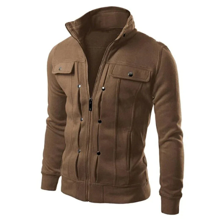 Men's Zip-Up Stand Collar Jacket – Carlo-Brown-S-The Livary
