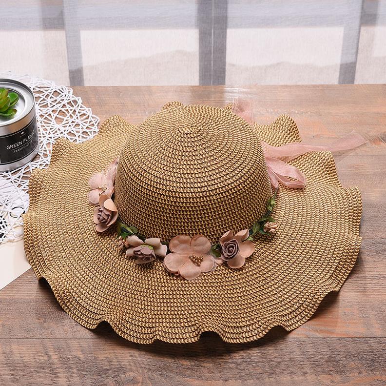 Summer hat with floral pattern – Liora-Khaki-The Livary