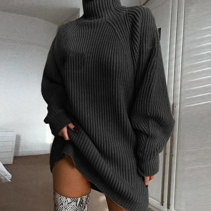 Comfortable Turtleneck Dress - Celeste-Beige-S-The Livary
