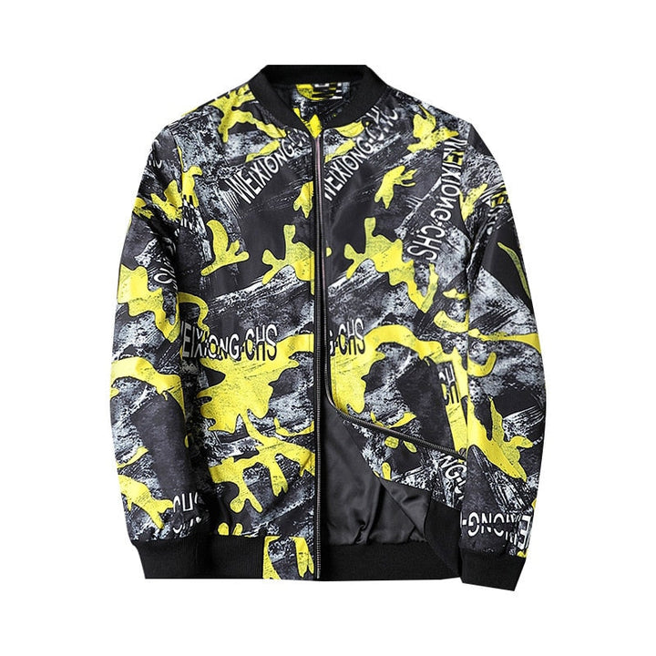 Abstract Printed Men's Bomber Jacket - Enzo-Yellow-S-The Livary