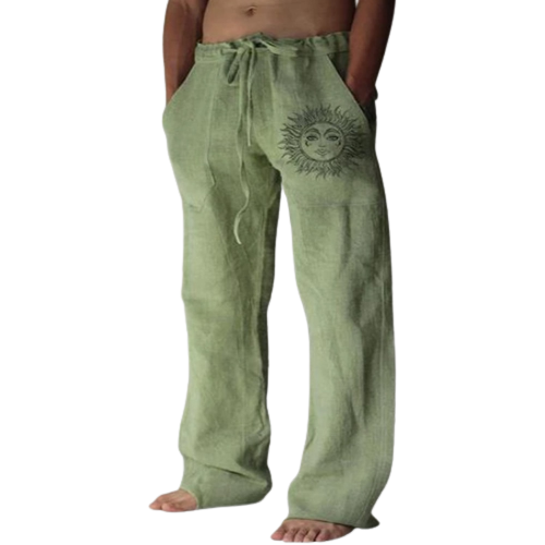Light & comfortable men's summer trousers made of linen – Nilo-Green-S-The Livary