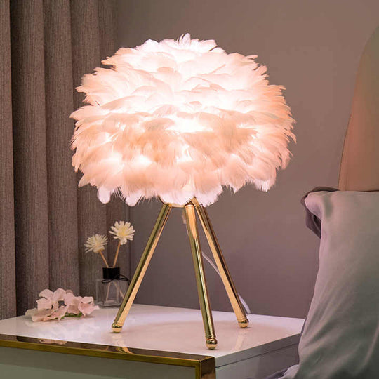 Dimmable Table Lamp with Luxury Feathers – Pluma-Grey-The Livary