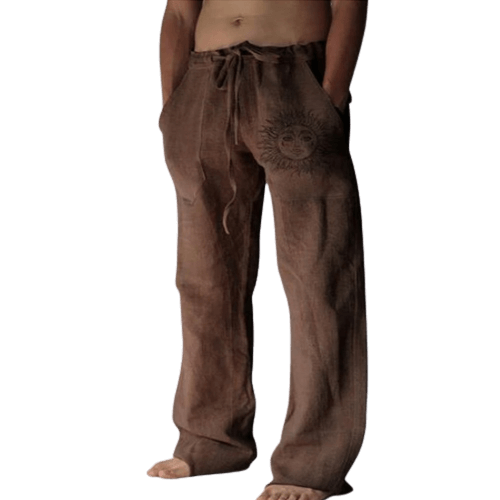Light & comfortable men's summer trousers made of linen – Nilo-Brown-S-The Livary