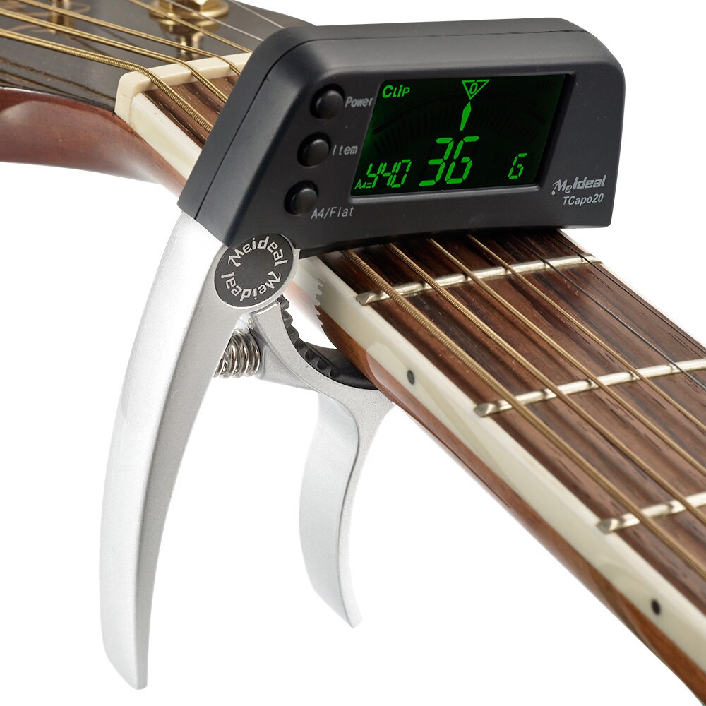 2-in-1 Guitar Capo & Tuner – TuneGrip-Silver-The Livary