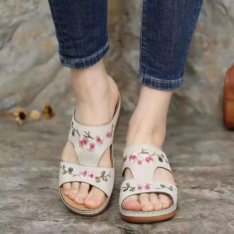 Orthopaedic flower sandals for women – Florina-Beige-2.5-The Livary