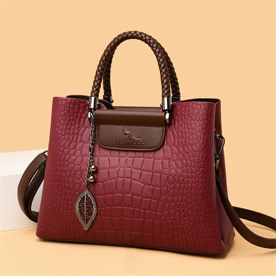 Luxury Leather Women's Handbag - Amara-Red-The Livary