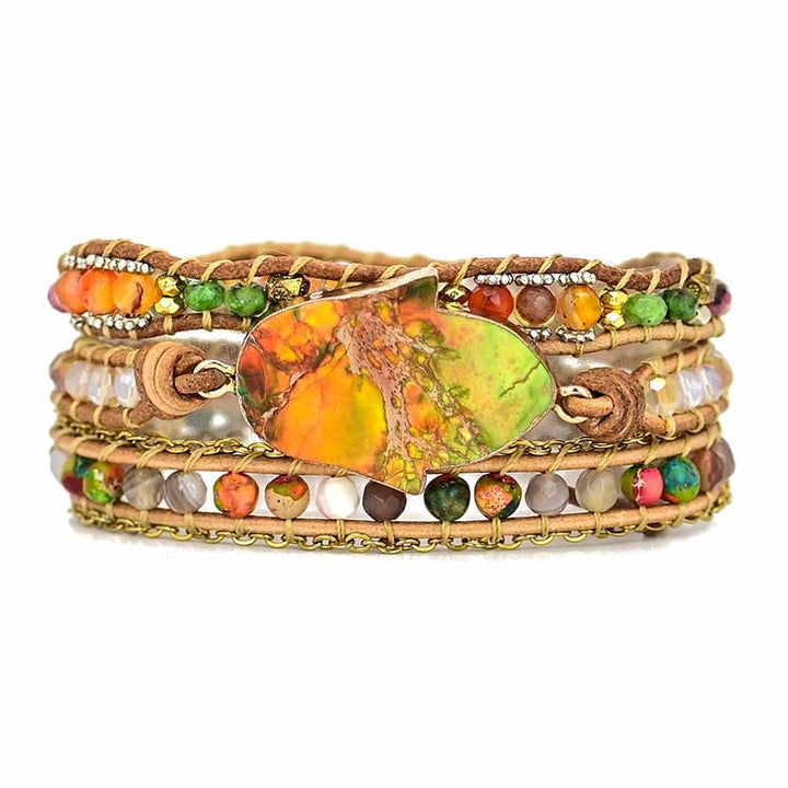 Hamsa wrap bracelet with Amazonite - Zahara-The Livary
