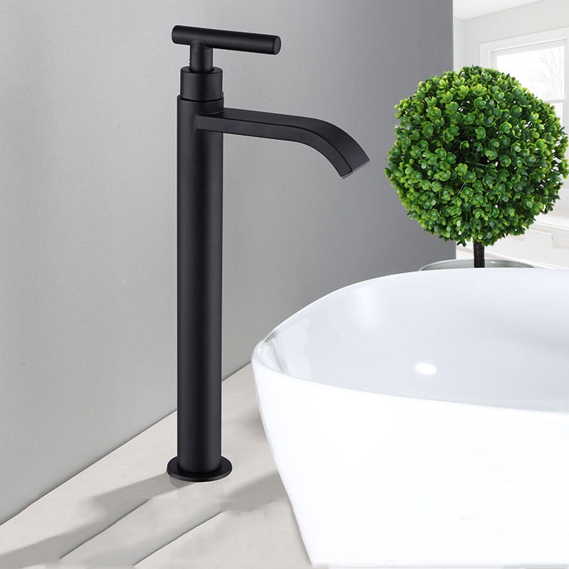 Matte Black Cold Water Basin Tap – Noira-Round-The Livary