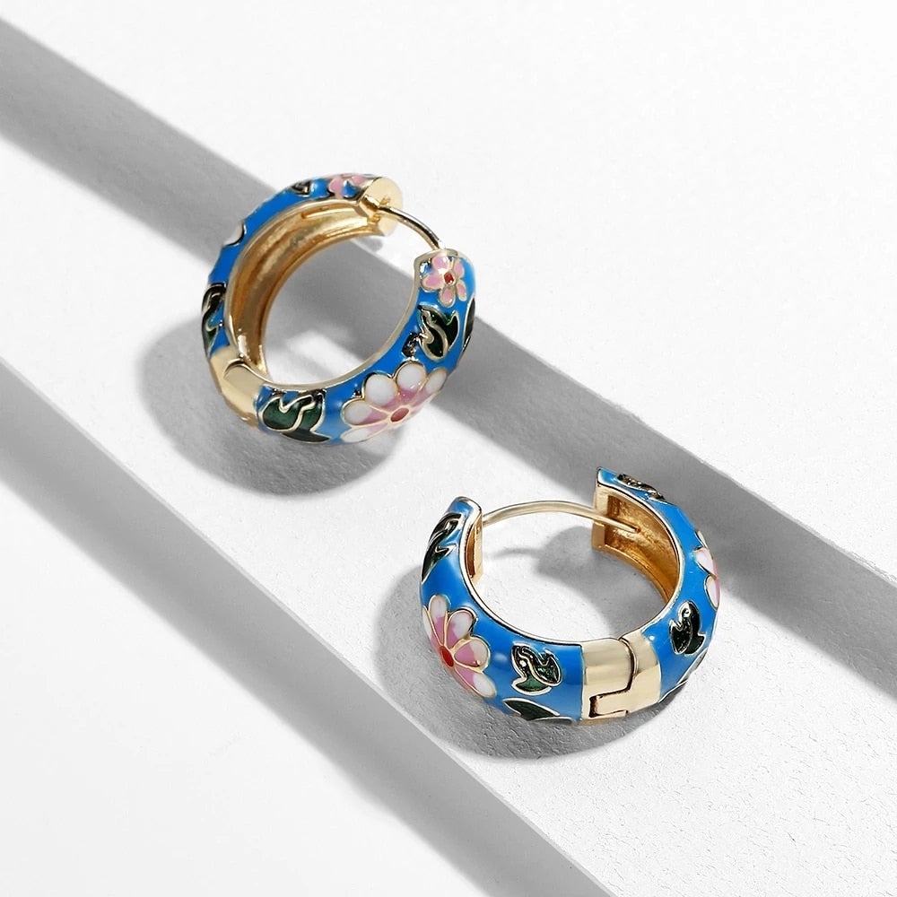 Luxury Flower Earrings - Roselle-Blue-The Livary