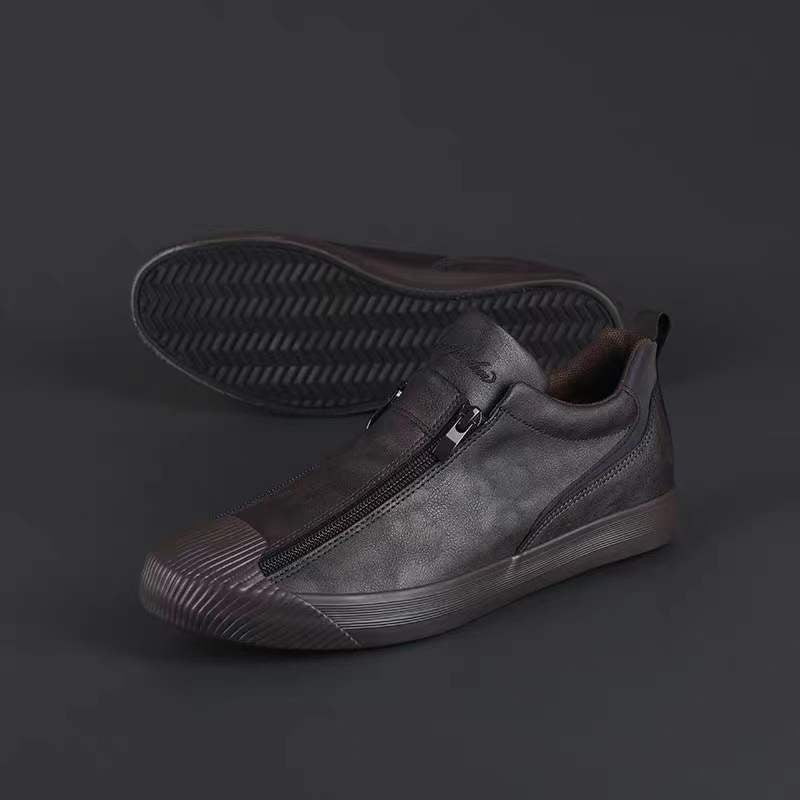 Men's Sneakers with Zip and Comfort - Noah-Black-7-The Livary