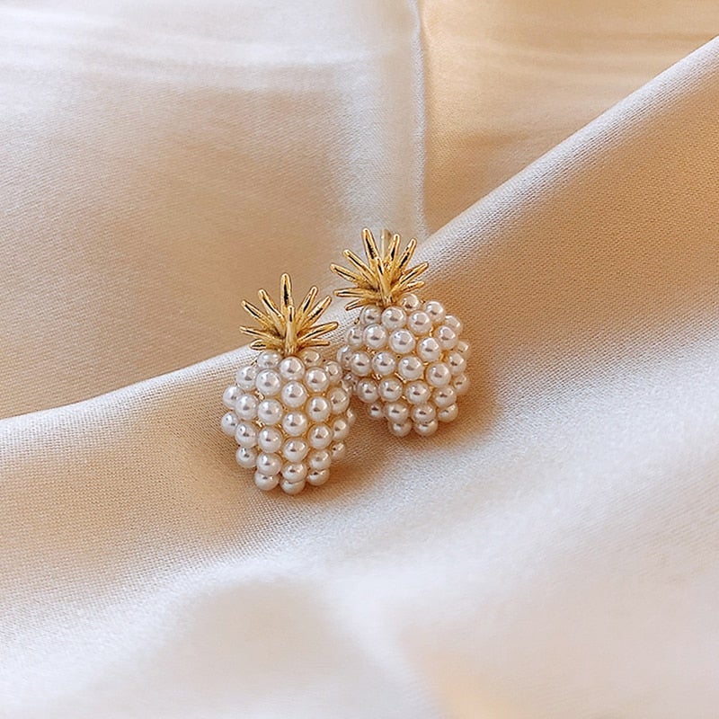 Tropical Pineapple and Pearl Earrings - Leilani-The Livary