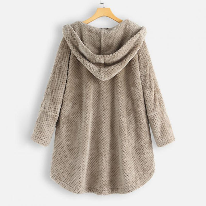 Trendy Cut Fleece Jacket with Hood - FleeceLux-White-S-The Livary