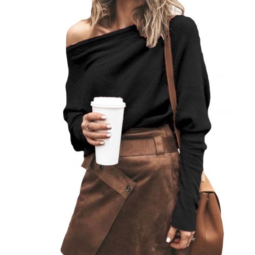 Trendy Knitted Off-Shoulder Women's Sweater - Sophie-Black-S-The Livary
