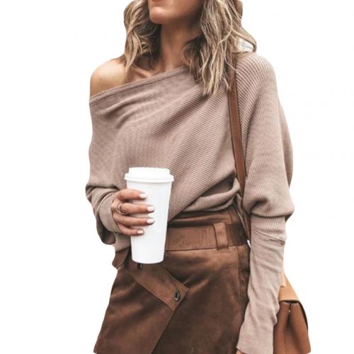 Trendy Knitted Off-Shoulder Women's Sweater - Sophie-Khaki-S-The Livary