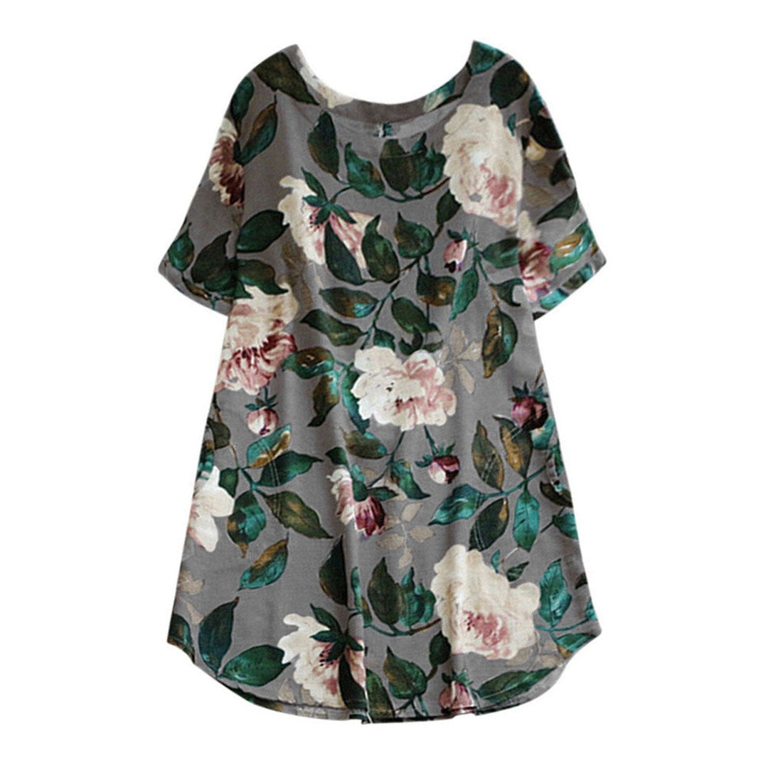 Flowered summer casual dress with short sleeves for women – Malina-White-S-The Livary