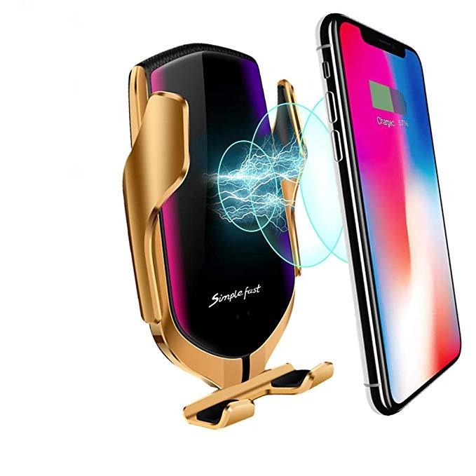Automatic Phone Holder with Wireless Charger – GripCharge-Gold-The Livary