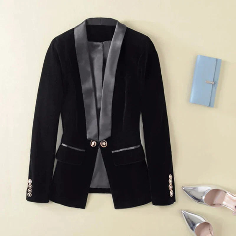 Velvet Ladies Blazer - Vivienne-Black-XS-The Livary