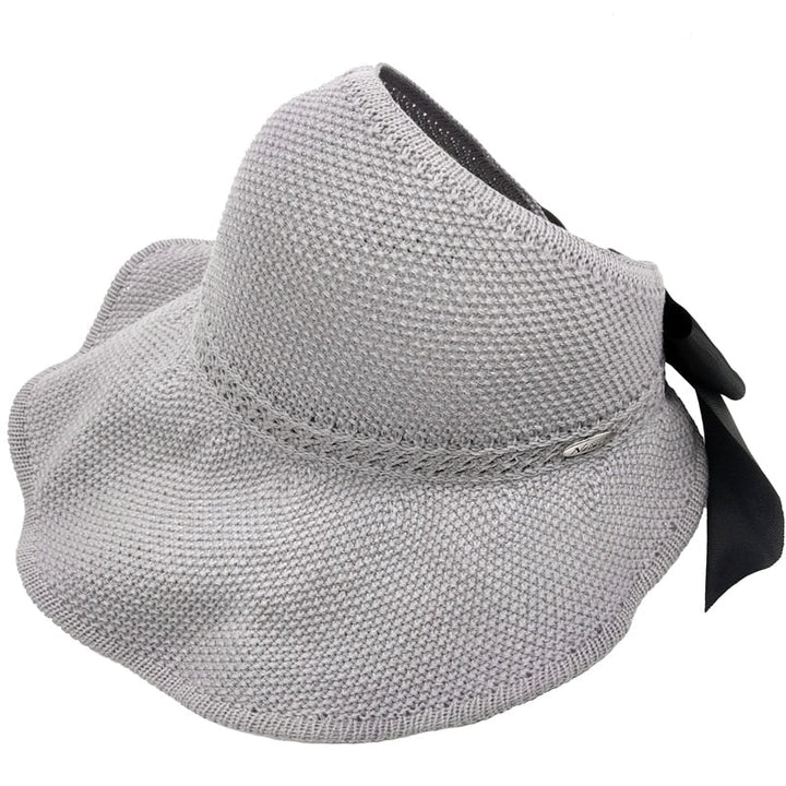 Trendy summer straw hat with opening for ponytail | Buy 1, get 1 free - SonnenSchwung-Gray-The Livary