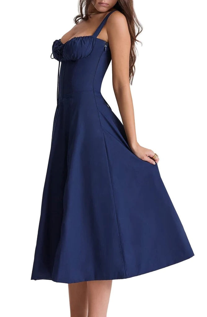 Floral Maxi Dress with Waist Definition - Fleur-Rose blossom-S-The Livary