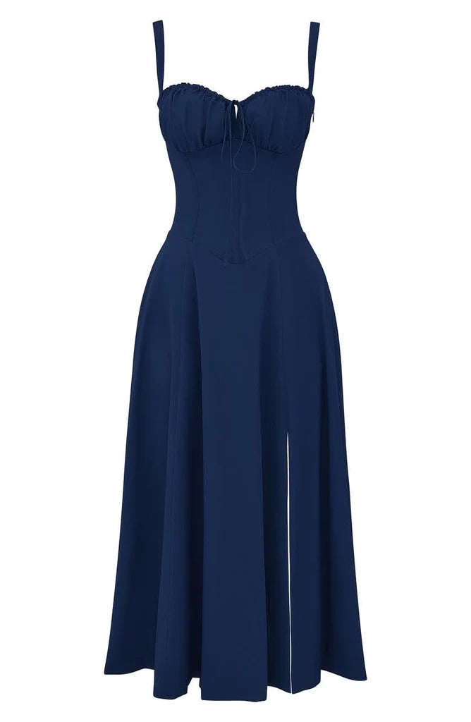 Floral Maxi Dress with Waist Definition - Fleur-Rose blossom-S-The Livary