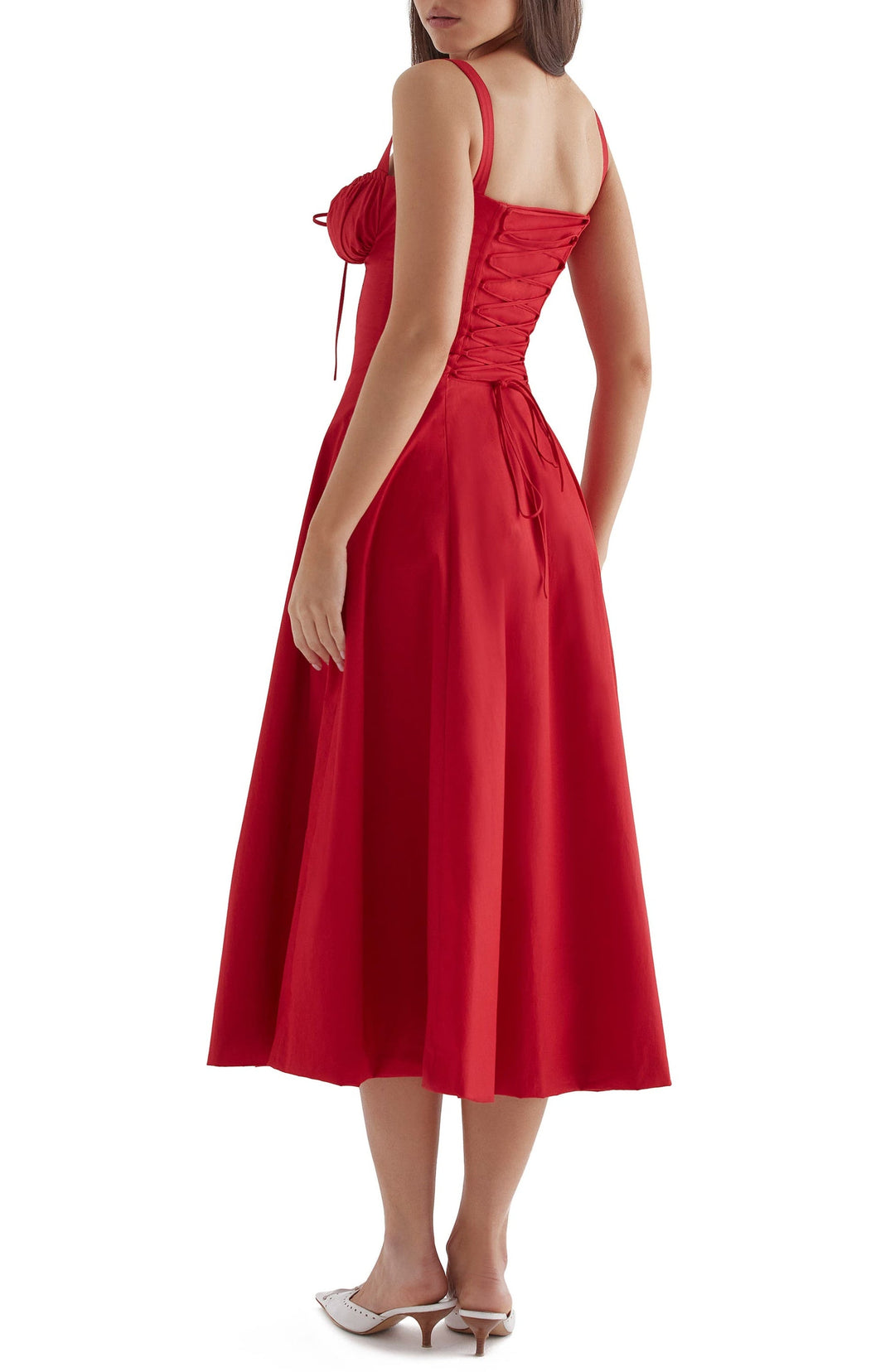 Bustier Summer Dress with Waist Shaper - Isabella-Knee length - 1 layer-Pink Flowers-XS-The Livary
