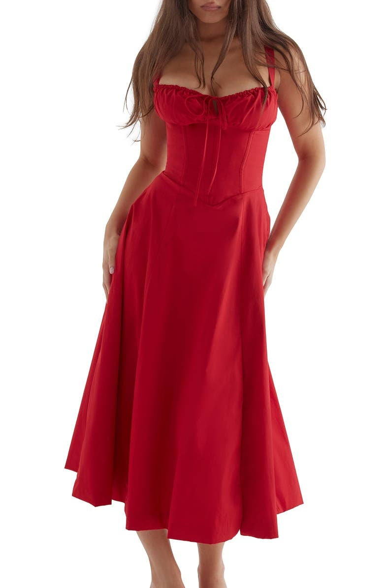 Bustier Summer Dress with Waist Shaper - Isabella-Knee length - 1 layer-Pink Flowers-XS-The Livary