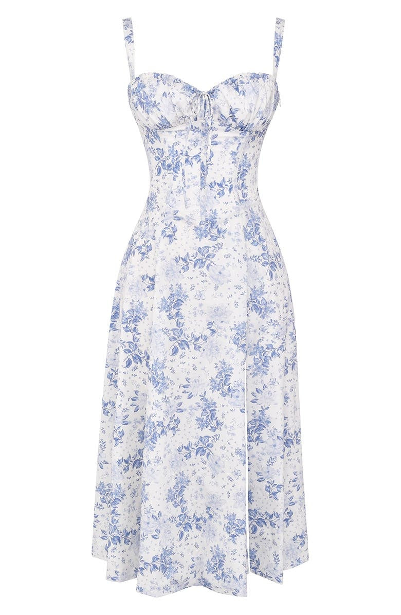 Bustier Summer Dress with Waist Shaper - Isabella-Knee length - 1 layer-Blue Flowers-XS-The Livary
