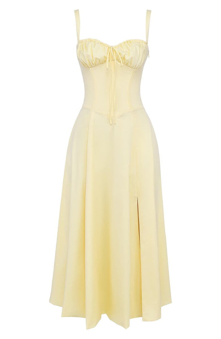 Bustier Summer Dress with Waist Shaper - Isabella-Knee length - 1 layer-Yellow-XS-The Livary