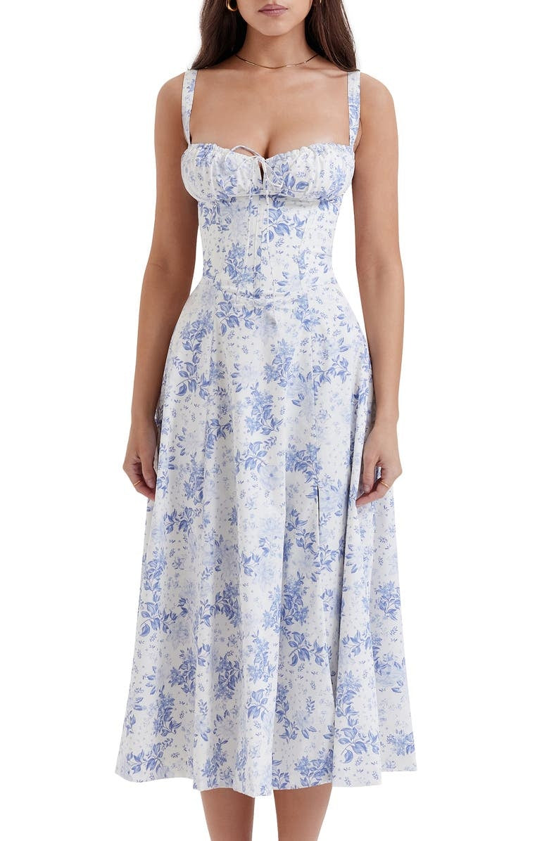 Bustier Summer Dress with Waist Shaper - Isabella-Knee length - 1 layer-Pink Flowers-XS-The Livary
